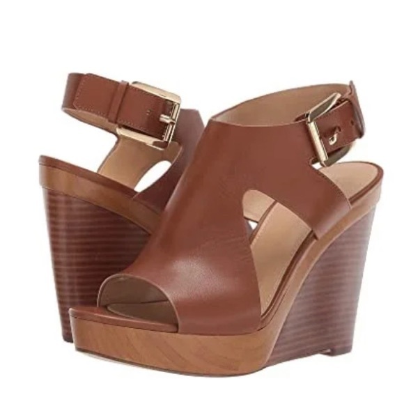 MICHAEL Kors Josephine Leather Peep Toe Wedges - Picture 2 of 13
